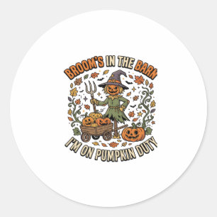 Halloween Witch Pumpkin Patch Humour Classic Round Sticker