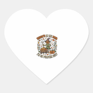 Halloween Witch Pumpkin Patch Humour Heart Sticker