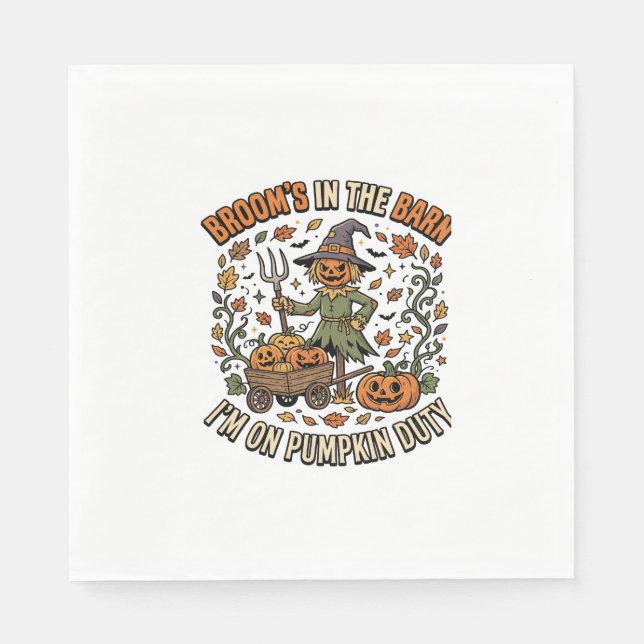 Halloween Witch Pumpkin Patch Humour Napkin (Front)