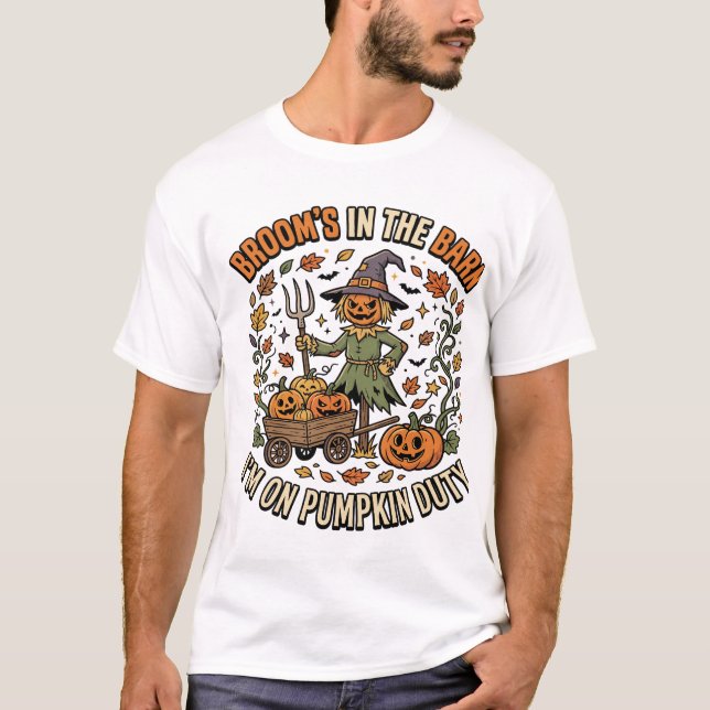 Halloween Witch Pumpkin Patch Humour T-Shirt (Front)