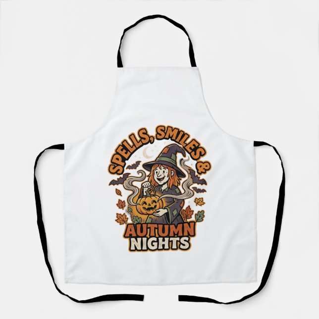 Halloween Witch Pumpkin Vibes Apron (Front)