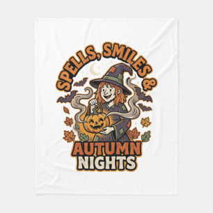 Halloween Witch Pumpkin Vibes Fleece Blanket