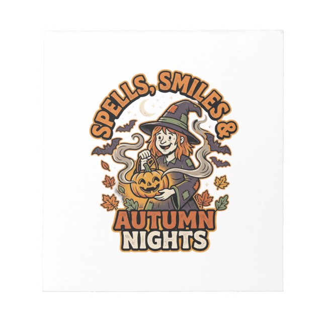 Halloween Witch Pumpkin Vibes Notepad (Front)