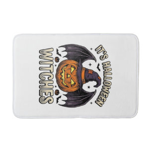 Halloween Witch Pumpkin Vintage Bat Shirt_1 Bath Mat