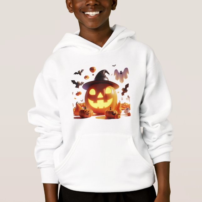 Halloween Witch Pumpkin White Ghost Bats Magic (Front)
