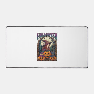 Halloween Witch Pumpkins Moon Phases_1 Desk Mat