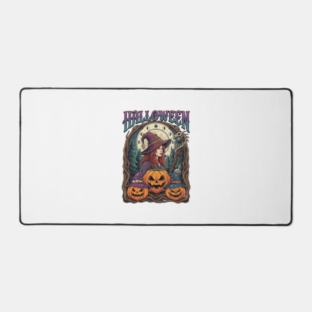 Halloween Witch Pumpkins Moon Phases_1 Desk Mat (Front)