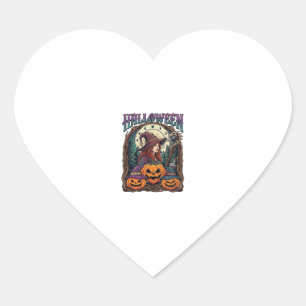 Halloween Witch Pumpkins Moon Phases_1 Heart Sticker