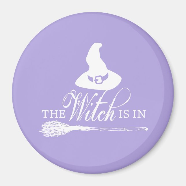 Halloween Witch Purple and White Magnet (Front)