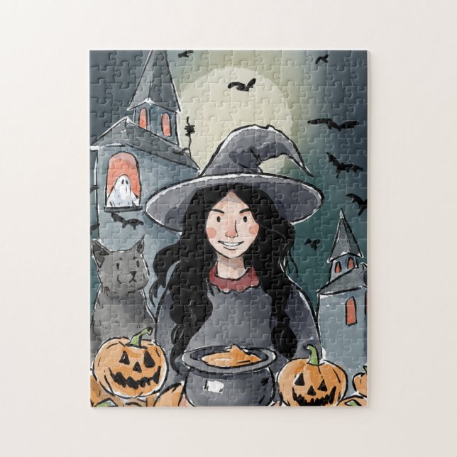 Halloween witch puzzle (Vertical)