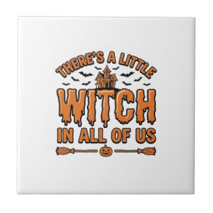 Halloween Witch Quote Vintage Vector Design_1 Ceramic Tile