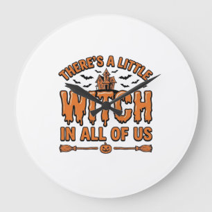 Halloween Witch Quote Vintage Vector Design_1 Large Clock