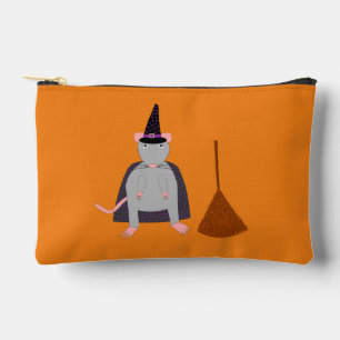 Halloween Witch Rat and Broom Accessory Pouch