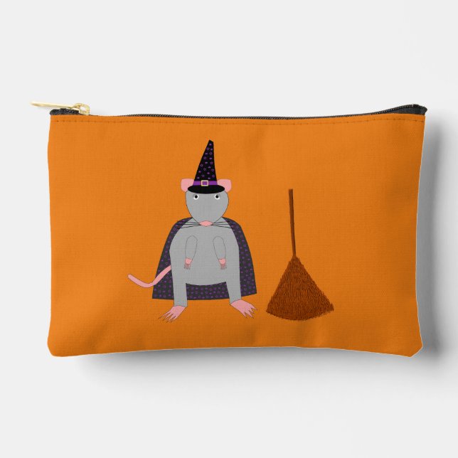 Halloween Witch Rat and Broom Accessory Pouch (Front)
