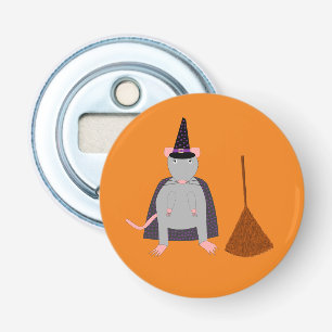 Halloween Witch Rat and Broom Bottle Opener