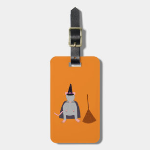 Halloween Witch Rat and Broom Custom Luggage Tag