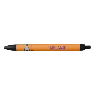 Halloween Witch Rat and Broom Custom Name Black Ink Pen