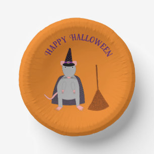 Halloween Witch Rat and Broom Custom Paper Plate