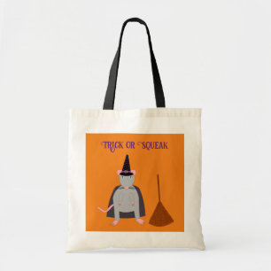 Halloween Witch Rat and Broom Custom Tote Bag