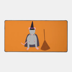 =Halloween Witch Rat and Broom Desk Mat
