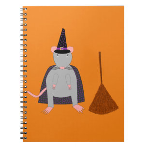 Halloween Witch Rat and Broom Notebook