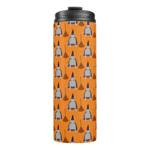 Halloween Witch Rat and Broom Patterned Thermal Tumbler