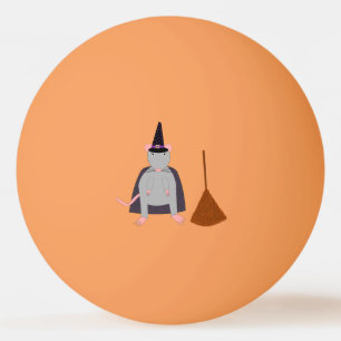 Halloween Witch Rat and Broom Ping Pong Ball