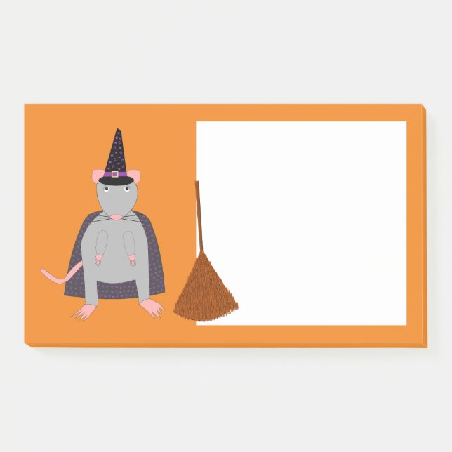 Halloween Witch Rat and Broom Post-it Notes (Front)