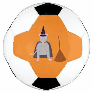 Halloween Witch Rat and Broom Soccer Ball