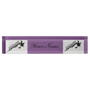 Halloween Witch Riding Broom Thunder_Cove Nameplate