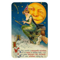 Halloween Witch Riding By Vintage