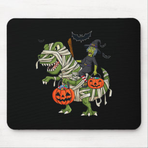 Halloween Witch Riding T Rex Fun Boys Girls Kids  Mouse Pad