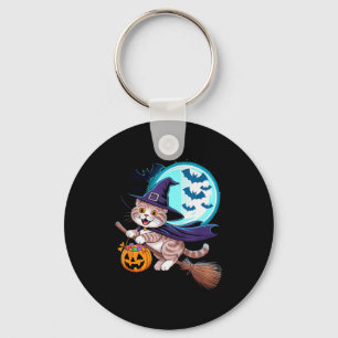 Halloween Witch Scottish Fold Moon Coupari Key Ring