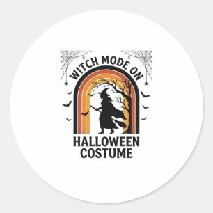 Halloween Witch Shirt Funny Costume Vintage Engrav Classic Round Sticker