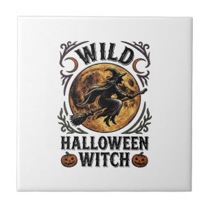 Halloween Witch Shirt Vintage Broom Moon Graphic_1 Ceramic Tile