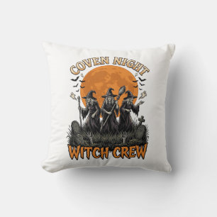 Halloween Witch Shirt Vintage Engraved Coven Night Cushion