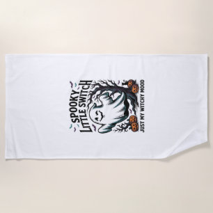 Halloween Witch Shirt Vintage Ghost Humour Design_ Beach Towel