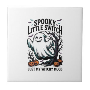 Halloween Witch Shirt Vintage Ghost Humour Design_ Ceramic Tile