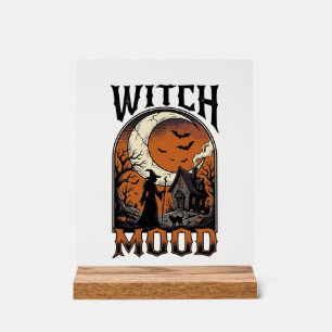 Halloween Witch Shirt Vintage Haunted Moon Design_ Acrylic Sign