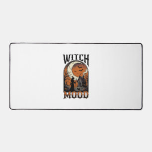 Halloween Witch Shirt Vintage Haunted Moon Design_ Desk Mat
