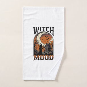 Halloween Witch Shirt Vintage Haunted Moon Design_ Hand Towel