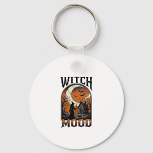 Halloween Witch Shirt Vintage Haunted Moon Design_ Key Ring