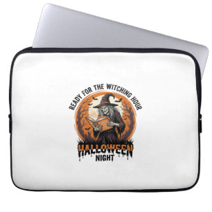 Halloween Witch Shirt Vintage Spellbook Reading De Laptop Sleeve