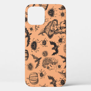 Halloween Witch Silhouette: Cartoon Pattern. iPhone 12 Case