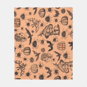 Halloween Witch Silhouette: Cartoon Pattern. Fleece Blanket