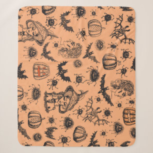 Halloween Witch Silhouette: Cartoon Pattern. Sherpa Blanket