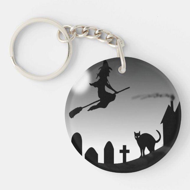 HALLOWEEN WITCH SILHOUETTE KEY RING (Front)