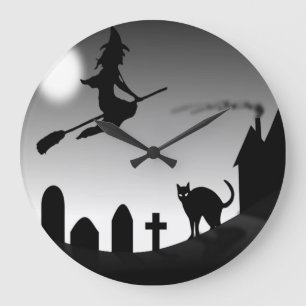 HALLOWEEN WITCH SILHOUETTE LARGE CLOCK
