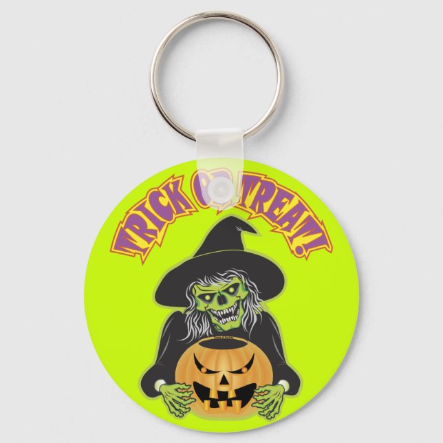 Halloween Witch Skull Key Ring (Front)