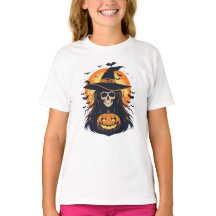 Halloween Witch Skull with Jack O Lantern Pumpkin